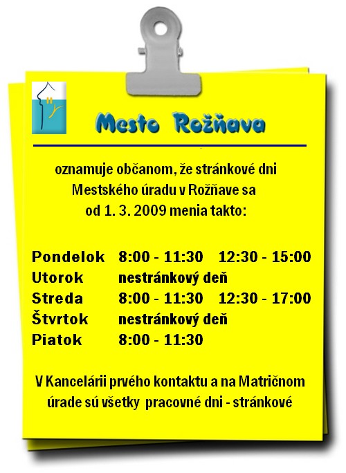Stránkové a nestránkové dni MsÚ Rožňava