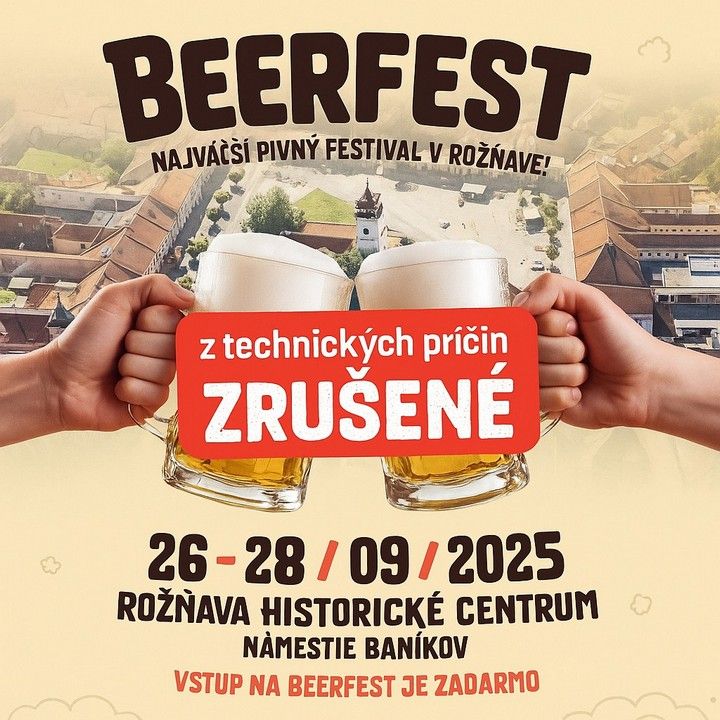 Fotka - BeerFest Rožňava 2025 sa z technických príčin neuskutoční