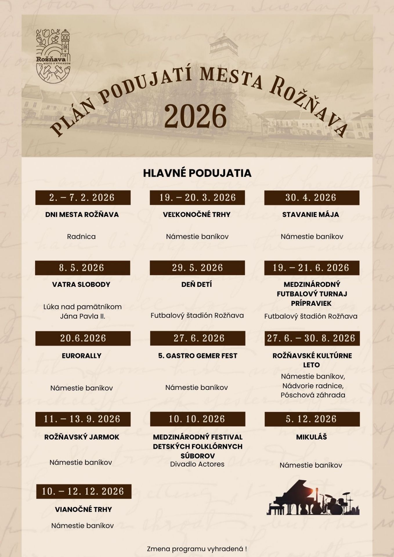 plán podujatí na rok 2026