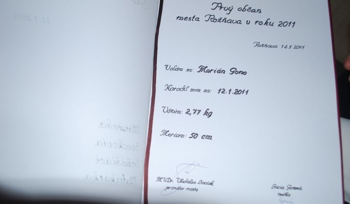 Prvé narodené dieťa v RV - r. 2011 Prvé narodené dieťa v RV - r. 2011