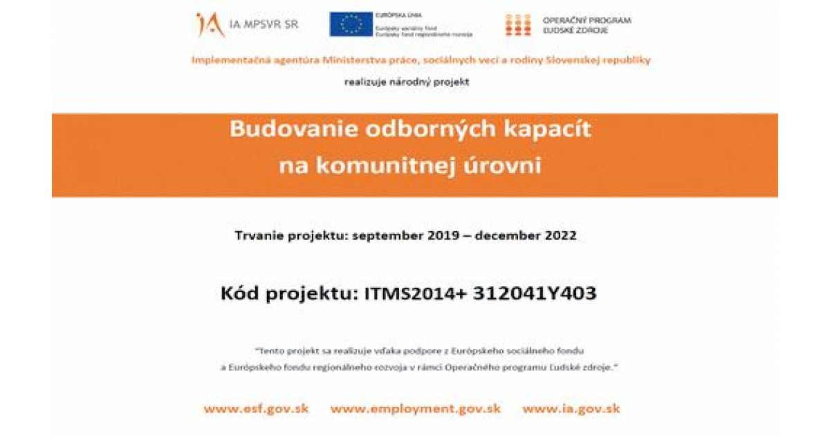Budovanie odborných kapacít na komunitnej úrovni - národný projekt