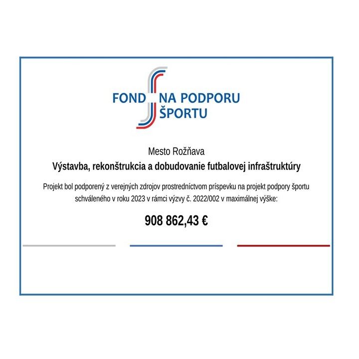 Fotka - Mesto Rožňava získalo z Fondu na podporu športu 908 862,43 € na projekt ...